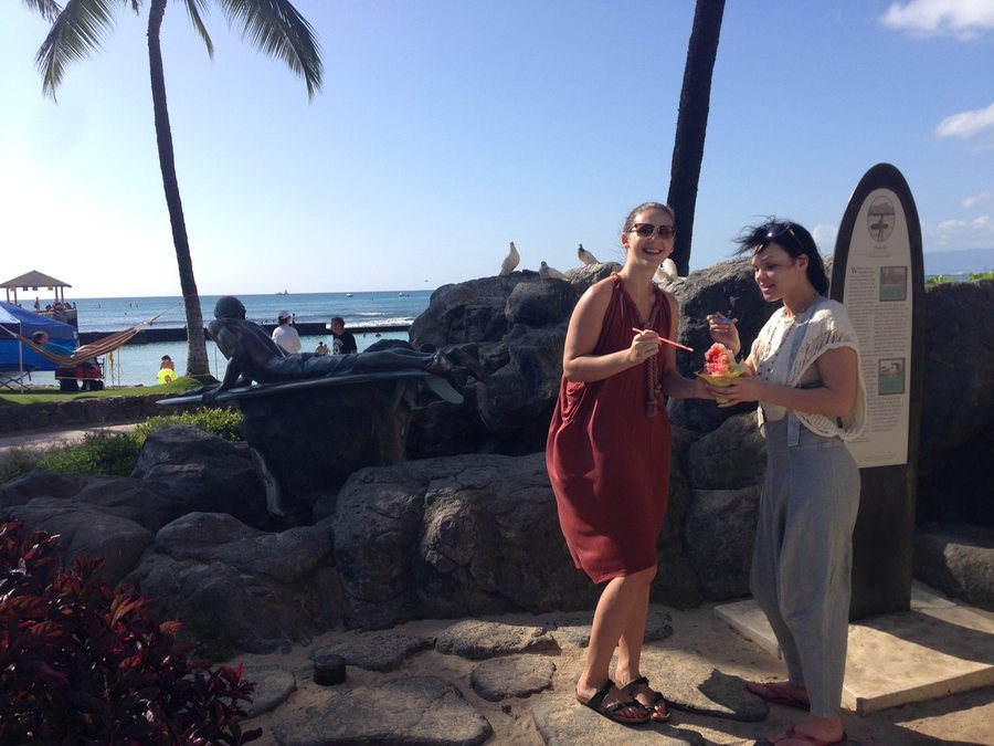 Shave Ice - speciality of Hawaii - artificial flavor syrup with crushed ice