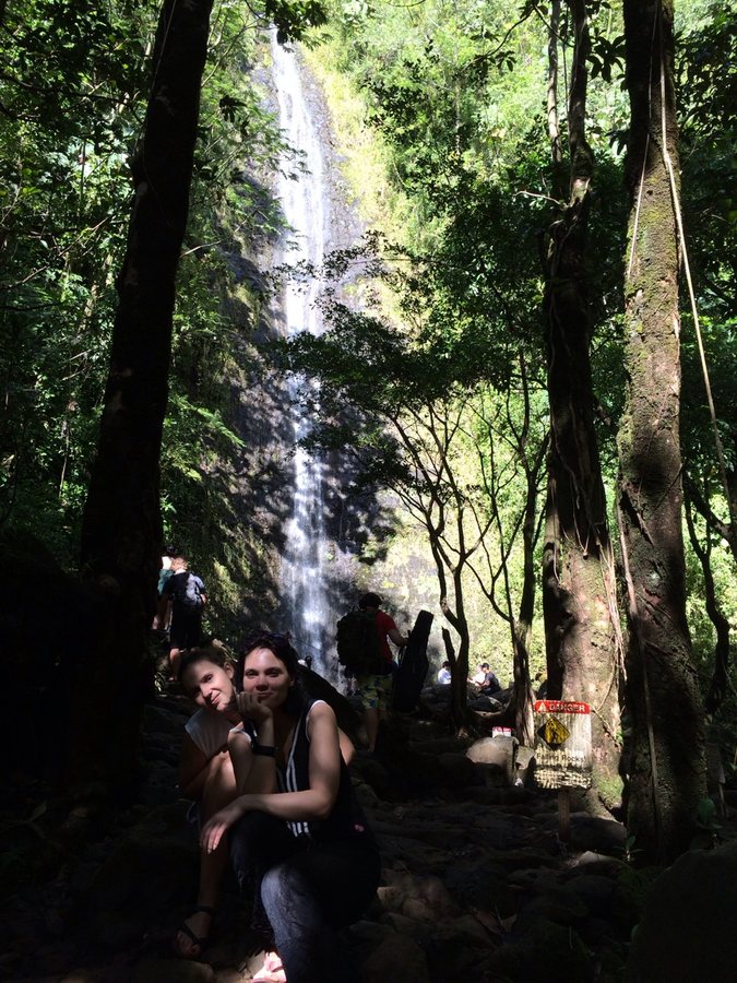 Manoa falls and two girls