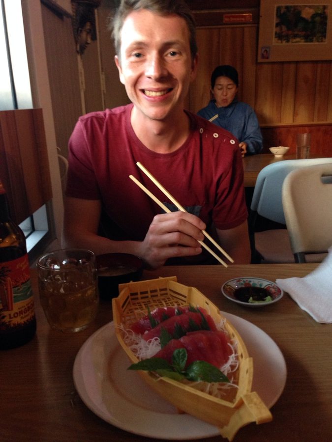 7th January Found a nice local place to eat on our first night on Oahu. The second time at Irfune was even better with some delicious freshly caught Ahi Sashimi :)