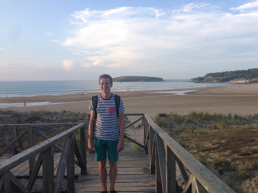 Wooden bridge at the dunes of Somo beach